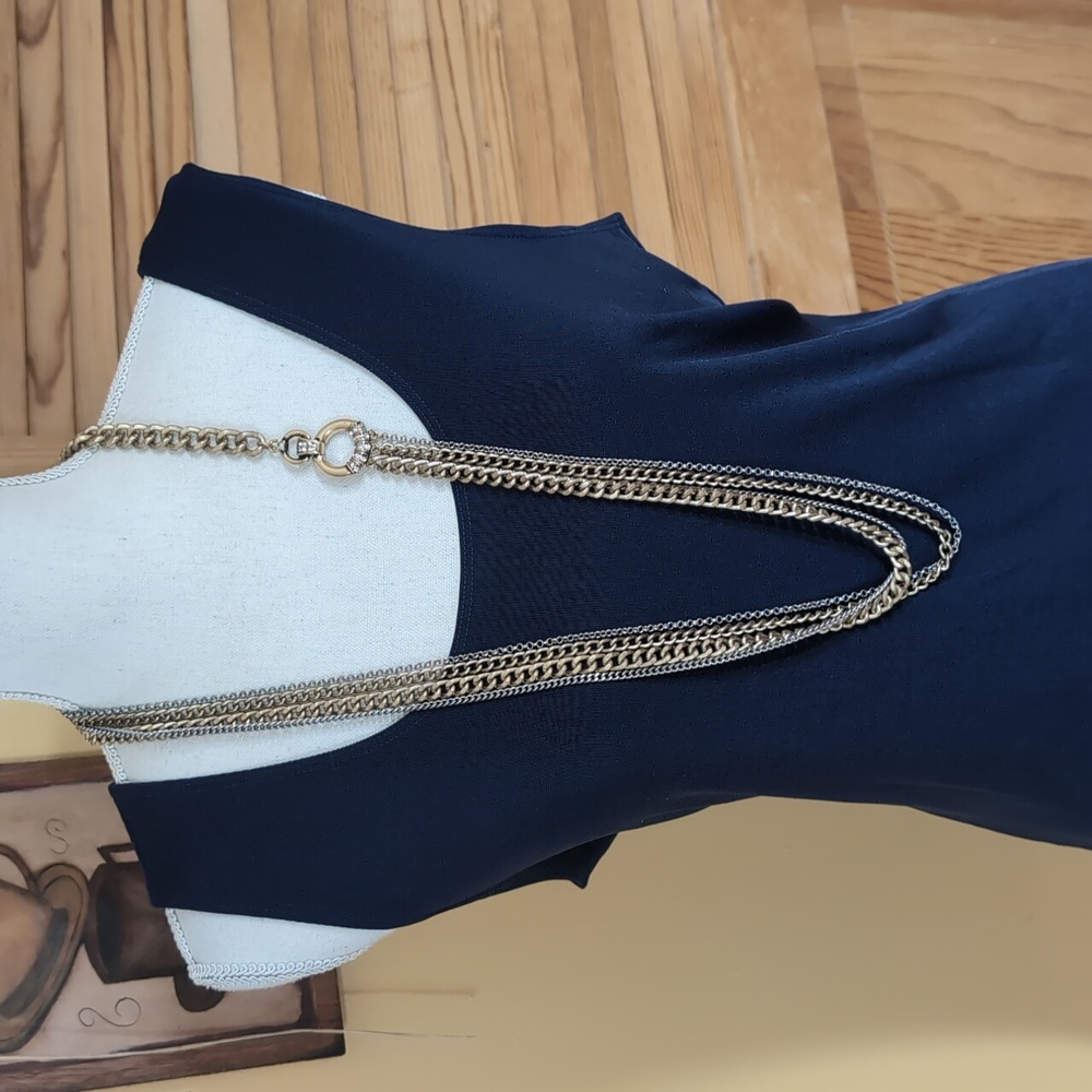 LANE BRYANT Multi-Chain Long Necklace w/ Sparkly Accent Ring NWT